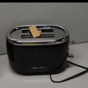 Mueller Retro Toaster 2 Slice with 7 Browning Levels and 3 Functions: Reheat, Defrost & Cancel, Stainless Steel Features, Removable Crumb Tray, Under Base Cord Storage, Black