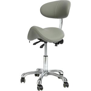 Saddle Barber Stool with Lumbar Support,Pneumatic Adjustable Height Rolling Salon Chair,Heavy Duty PU Leather Swivel Work Seat for Hair Salon Barber Shop Tattoo Studio Office,520 lbs Capacity, With Back