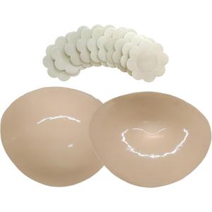 Double-Sided Sticky Bra Inserts, Invisible Breast Lift Self Adhesive Boob Pads Push up Bikini Pads for Swim (Medium, Beige)