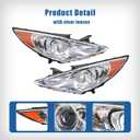 Silscvtt Headlights Assembly with Amber Corner Replacement for Sonata 2011-2014 Headlamps Driver and Passenger Side
