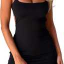 Sexy Backless Bodycon Mini Dress for Women, Double Layer Sleeveless Slim Fit Summer Party Dresses (Black, S)
