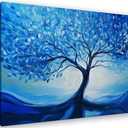 ketilly Blue Tree of Life Canvas Wall Art, Modern Abstract Print for Farmhouse, Living Room, Bathroom, Kitchen, Bedroom, Office - 15x12 Inches Unframed