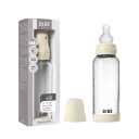 BIBS Baby Glass Bottle. 8 US fl oz / 240 ml. Anti-Colic. Vented Round Silicone Nipple. Supports Natural Breastfeeding, Medium Flow, Complete Set - Ivory