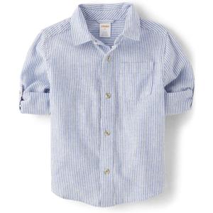Gymboree boys And Toddler Long Sleeve Linen Button Up Shirt (12, Baby Blue)