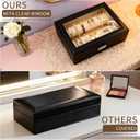 Bracelet Display Holder with Rods, Leather Jewelry Organizer Box with Transparent Lid, Bangles Watches Storage Display Case for Necklaces, Earrings, Rings, Women, Black - 10.2 x 7 x 3.7 Inch