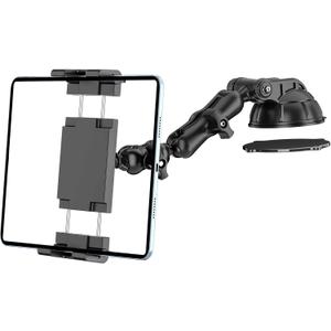 PLDHPRO Tablet Holder for Car Dash, 2-Stage iPad Mount Stand for Dashboard Windshield with Vacuum Suction Cup Compatible 5.1'' - 15.6'' Phone Galaxy Tab, Truck Accessories