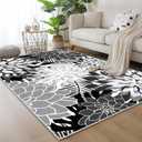 ZonLi Outdoor Rug 9x12Ft Waterproof Multicolored Black White Indoor Area Rug Washable Outdoor Patio Rugs Tropical Floral Non Slip Outdoor Carpet for Living Room, Pool,Backyard,Deck,Camping.