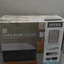 Intex Dura-Beam Deluxe Comfort-Plush Elevated Air Mattress: Fiber-Tech  Queen Size  Built-in Electric Pump  18in Bed Height  600lb Weight Capacity (Queen, Grey)