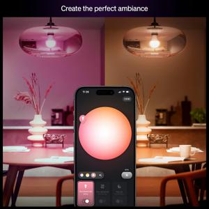Philips Hue Essential Smart LED A19 Bulb, White and Color Ambiance, E26 Base, 8.8W, 2200K-6500K, 800 Lumens, Dimmable, Works with Alexa, Google, and Apple Home, 4-Pack