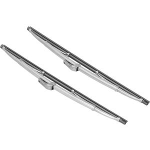 Stainless Steel Polished Silver Wiper Blades, Universal 12in, Rainproof, Sunproof