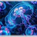 Compatible with MacBook Air 13.6 Inch 2022 2025 Release M2 A2681 M4 A3240 Plastic Black Computer Case for Girl Boy Fashion Pattern Abstract Dark Ocean Neon Glowing Jellyfish