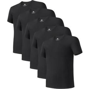 DAVID ARCHY Men's Undershirt Bamboo Rayon Moisture-Wicking Crewneck T-Shirts Stretch Tees for Men, 3 or 5 Pack (Large)