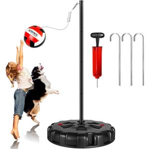 Portable Tetherball Set with Tetherball Ball, Rope and Pole, Tether Ball and Rope with Heavy Duty Poles and Sturdy Base for Kids and Adults Outdoor Backyard Lawn Beach Game