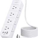 Surge Protector Power Strip 15 ft Cord, Flat Plug Extension Cord with 12 Outlets 3 USB Ports(2 USB C), Long Cord Power Strips with Surge Protection 15ft for Home Office Dorm Room Essentials