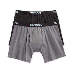 32 Degrees Cool Mens 2-PACK Active Mesh Quick Dry Performance Boxer Brief, 2 Black/2 Charcoal, XX-Large