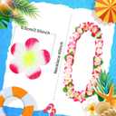 Hoteam 24 Counts Pink White Hawaiian Leis Necklace Tropical Flower Lei Floral Luau Party Decorations Hawaiian Flower Luau Necklaces Hula Dance Garland Headbands for Beach Birthday Wedding Party Favor