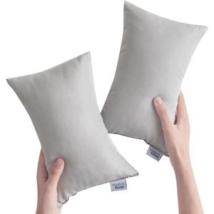 Magik & Kover Small Pillow Mini Pillow for Travel 2 Pack, 11" x 7" Tiny Pillows with Name Tag, Travel and Sleep, Small Rectangular for Neck, Lumbar, Back, Pet Dogs, Grey