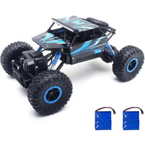 Cheerwing 1:18 Rock Crawler 2.4Ghz Remote Control Car 4WD Off Road RC Monster Truck 2 Battery (Blue)