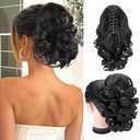 Foaoit Ponytail Extension, 10" Short Curly Wavy Claw Clip Pony tails Hair Extensions Hair pieces for Women Synthetic Faux Ponytail for Girls Daily Use (Natural Black)