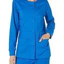 Amazon Essentials Women's Scrub Snap Jacket Blue, Medium