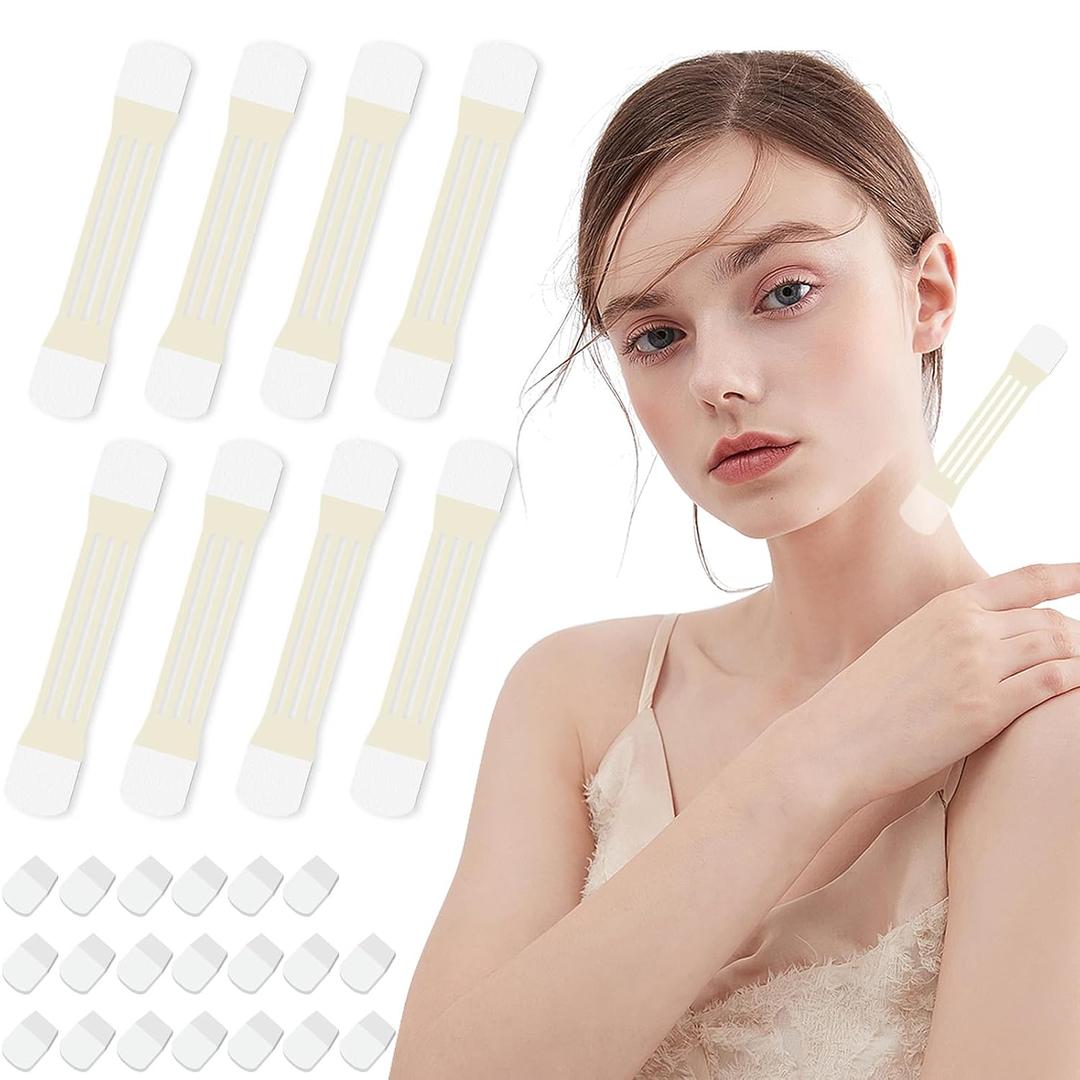 Friendship 48Pack Neck Lifting Tapes Invisible Neck Lifting Patches Stickers Tightening Bands Patches for Skin Care(8pcs elastic neck bands, 40pcs replacement tapes)