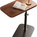 SnowTing Adjustable Height C Shaped End Table, 360 Swivel Small Side Wooden Sofa Tray for Living Room, Bedroom, Office, Floating Nightstand, Mini Coffee Table, Sofa Bathtub Side Desk (Walnut)