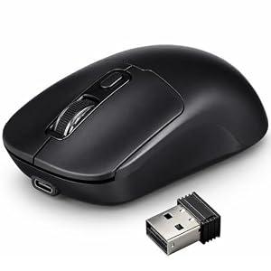 KUNSI Wireless Mouse,Bluetooth and 2.4G Dual Mode Rechargeable Wireless Mouse,800/1200/1600 Adjustable DPI, Quiet Clicks, Compatible for Laptop/MacBook/PC/Desktop-Black