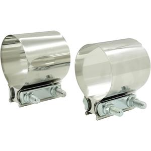 3.0" Stainless Steel Exhaust Clamp 2PCS - Butt Joint Band Clamp Sleeve Coupler for Pipes, Mufflers, Catalytic Converters