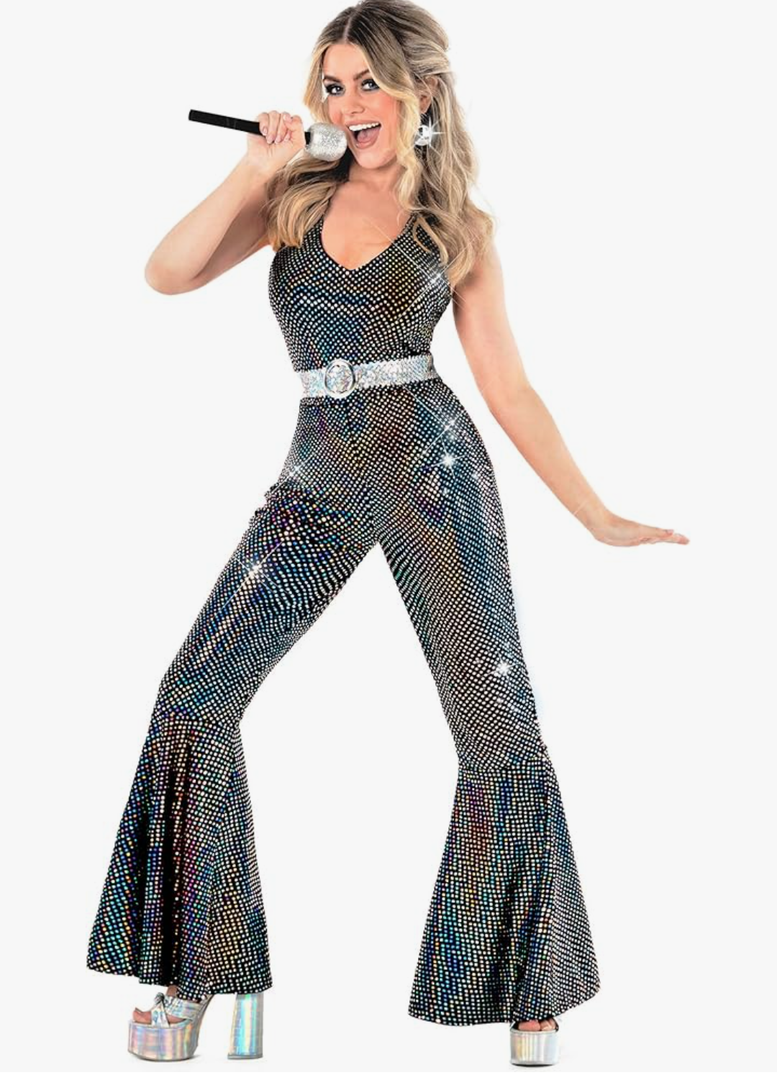 Morph Disco Costume Women - 70s Retro Jumpsuit Costume For Parties & Halloween - 70s Disco Outfits For Women, XL