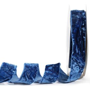 MAYREEL 1 Inch Blue Crushed Velvet Ribbon Navy Blue Vintage for Flower Bouquets Wedding Invitations Crafts Gift Wrapping Party Favor Boxes 10 Yards