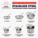 GreenPan x Bobby Flay 10 Piece Stainless Steel Cookware Set, Tri-Ply Multiclad Pots & Pans, Professional Grade, Oven & Broiler Safe to 600°F, Dishwasher Safe, Durable, Induction Compatible, Silver