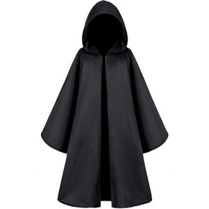 TOGROP Knight Costume for Kids Robe Hooded Cloak Boys Girls Cosplay 12-14 Years (Black)