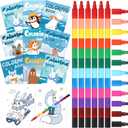 Funrous 24 Pcs Winter Christmas Coloring Books Bulk with 24 Stackable Crayons Glacier Polar Bear Snowman Penguin Drawing Pages Holiday Party Favors Goodie Bag Stuffers Filler Classroom Gifts(Glacier)