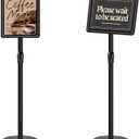8.5x11 Poster Stand Holder Adjustable Floor Standing Sign Holder Vertical and Horizontal View Sign Display, Aluminum Snap Frame with Safety Corner (Black-8.5x11)