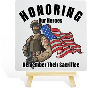 4 x Veterans Gift, July 4th Independence Day Gifts for Dad Men, Memorial Day Gifts for Army Veterans, American Patriotic Veterans Day Desk Decor, Veterans Memorial Decorations, Our Heroes