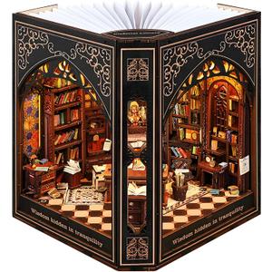 Book Nook Kit with Nightlight  Type-C and Battery Powered DIY Bookshelf Decor, Perfect for Home and Office GiftClassical Library