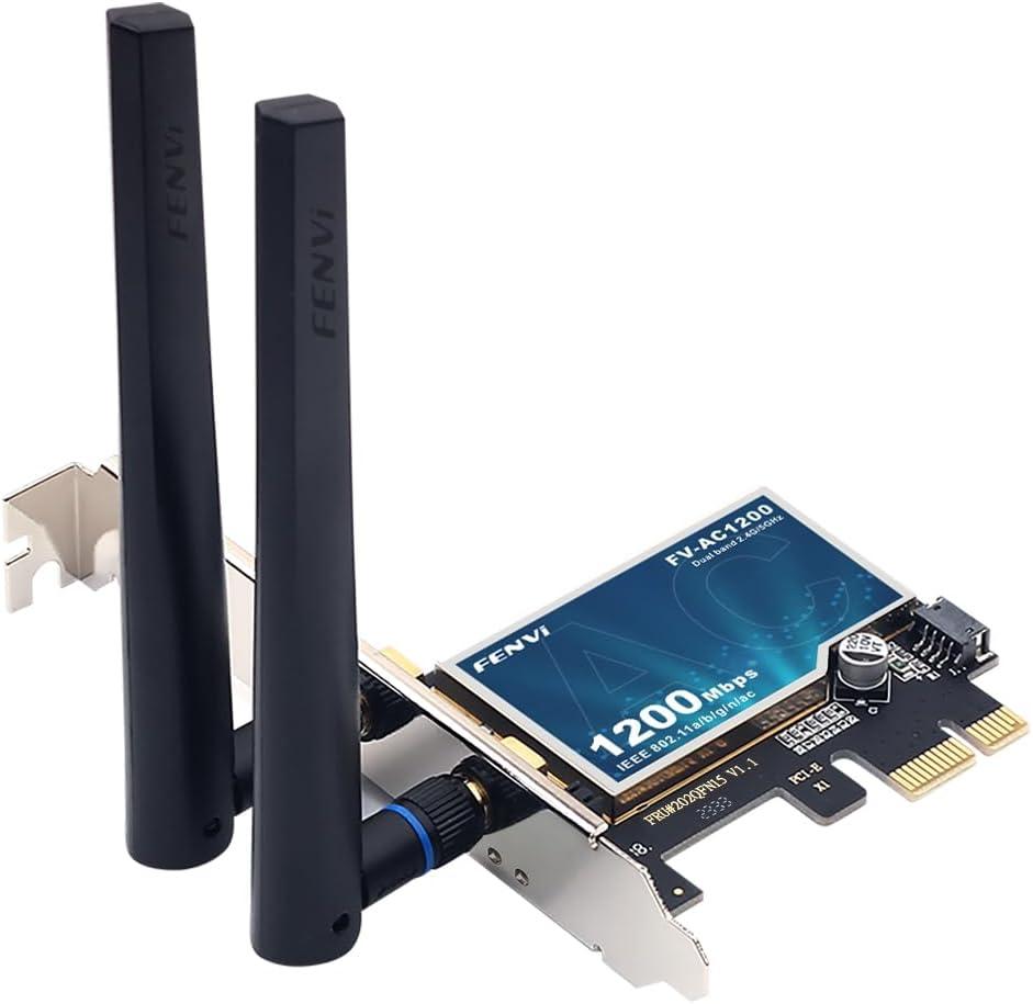Fenvi AC1200 PCIE WiFi Adapter for Desktop PC,Dual Band 2.4Ghz 5Ghz with BT4.0 PCIe WiFi Card for Gaming Streaming Support Windows 7/8/10/11
