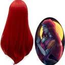 Red Sally Wig for Women, Long Straight Center Part Cosplay Wig for Halloween Costume Party