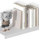 12 Inch Deep Floating Shelves, 24" W x 12" D Wood Floating Shelves for Wall, Large Storage Space Wall Mount Shelf with Invisible Brackets for Living Room Kitchen Bathroom, 1 Pack, White