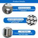 2 Pcs Stainless Steel Bushing 3/4" Male to 1/4" Female, 3/4" to 1/4" NPT Adapter Hex Reducing Pipe Adapter Fitting Stainless Steel Fitting Pipe Hose Tube Adapter Convert