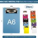 10 Pack A6 Plastic Colorful Mini Clipboards with Low Profile Clip, Portable Clip Boards for Classroom, Office, Restaurants, Small Clipboards 4 x 6 Inch