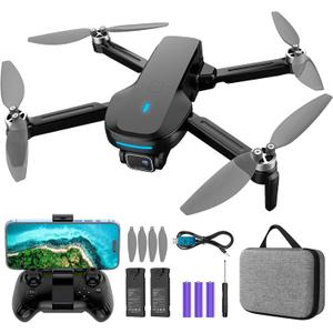 Drone with Camera, 1080P HD FPV Drone with Brushless Motor, One Key Take Off/Landing, Altitude Hold, Gesture Selfie, 3D Flips, 2 Batteries, Drones for Kids Beginners