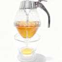 Honey Dispenser No Drip Honeycomb Design 6 Oz with Airtight Seal, Food-Grade ABS Plastic Honey Pot with Stand, Lightweight Honey Container for Home & Gifting