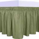 PureFit Wrap Around Ruffled Bed Skirt with Adjustable Elastic Belt - 18 Inch Drop Easy to Put On, Wrinkle Free Bedskirt Dust Ruffles, Bed Frame Cover for Queen, King and C-King Size Beds, Light Green