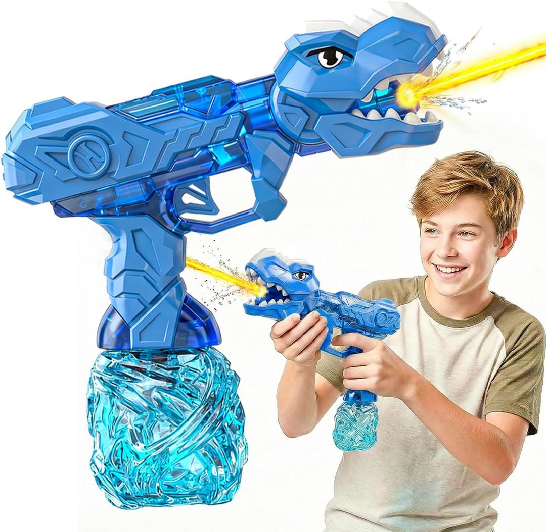 3 x Electric Water Gun Blue Dinosaur, 26-32 FT Long Range Squirt Gun for Adults Kids, Large Capacity Automatic Water Pistol with Flash, Realistic Watergun for Summer Outdoor Yard Water Theme Party, 1Pack