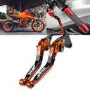 FOR Duke duke 125 200 250 390 2023 2022-2017 accessories brake lever clutch lever motorcycle CNC alloy folding brake clutch lever bend handle brake lever handle angle handle with grip (Orange)