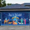 Buryeah Christmas Garage Door Cover Banner Decorations 6 x 13 ft Christmas Garage Door Cover Large Backdrops for Holiday Decorations for Indoor Outdoor Wall(Nativity Style,Blue)