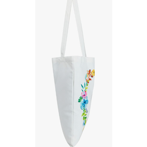 Set of 2 Reusable Monogram Letter Personalized Tote Bags for Women, Floral Design X Letter