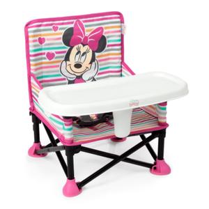 Bright Starts Disney Minnie Mouse Pop 'N Sit Portable Booster, Indoor/Outdoor Use, Floor Seat with Feeding Tray, 6 Mos - 3 Yrs (1 Count (Pack of 1))