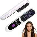 Go Brush Pro 2026, Portable Straightener Brushs for Travel, with LCD Temperature Display, Fast Heating Cordless Mini Hair Brushs (White)